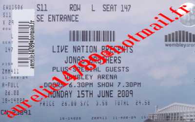 Foto: Sells Bilhete do concert JONAS BROTHERS - LONDRES WEMBLEY ARENA