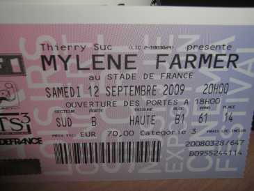 Foto: Sells Bilhete do concert PLACE DE CONCERT MYLENE FARMER - PARIS