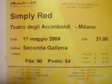 Foto: Sells Bilhetes do concert CONCERTO SIMPLY RED, MILANO, 17/05/2009 - MILANO