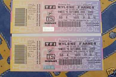 Foto: Sells Bilhetes do concert CONCERT MYLENE FARMER 12/09/09 SDF - PARIS SDF