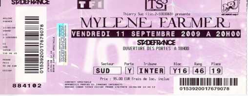 Foto: Sells Bilhete do concert CONCERT MYLENE FARMER - STADE DE FRANCE