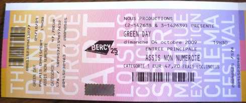 Foto: Sells Bilhetes do concert GREEN DAY A BERCI - PARIS