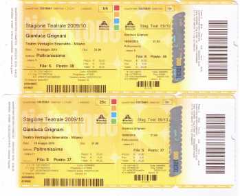 Foto: Sells Bilhetes do concert VENDO 2 BIGLIETTI - GRIGNANI MI TEAT.VENTA. 19 MAG - MILANO - TEATRO VENTAGLIO 19 MAGGIO