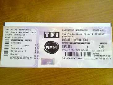 Foto: Sells Bilhete do concert CONCERT MOZART L'OPERA ROCK - BORDEAUX
