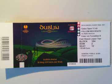 Foto: Sells Bilhetes do esporte FINAL UEFA CUP CAT1  BLOCK104 - DUBLIN