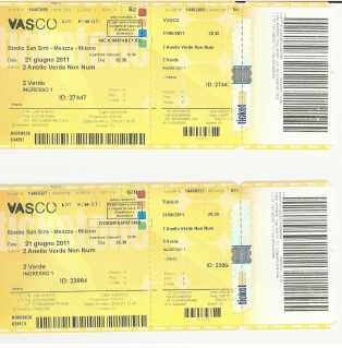Foto: Sells Bilhete do concert VASCO ROSSI - MILANO - MEAZZA