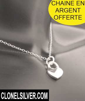 Foto: Sells Jóia Mulheres - PENDENTIF COEUR CADENAS ARGENT 15,00EUR - BIJOU PENDENTIF CEOUR CADENAS CHAINE ARGENT OFFERT