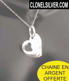 Foto: Sells Jóia Mulheres - PENDENTIF COEUR ARGENT FANTAISIE 25,00EUR - PENDENTIF GRAND COEUR CHAINE ARGENT OFFERTE