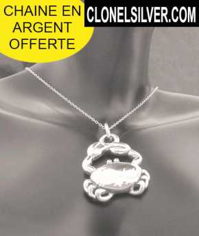 Foto: Sells Jóia Mulheres - PENDENTIF CANCER CRABE ARGENT 30,00EUR - PENDENTIF CANCER EN ARGENT + CHAINE OFFERTE