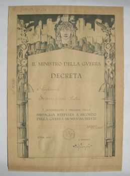 Foto: Sells Medalhas/emblemas/objeto militare BREVETTO DELLA MEDAGLIA INTERALLEATA / ANNO 1924 - Decoração militar