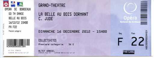 Foto: Sells Bilhete do concert LA BELLE AU BOIS DORMANT - OPERA DE BORDEAUX