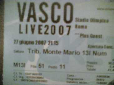 Foto: Sells Bilhete do concert VASCO A ROMA 27/06/07 - STADIO OLIMPICO