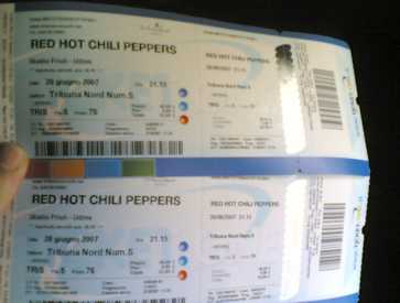 Foto: Sells Bilhetes do concert RED HOT CHILI PEPPERS_UNICA TAPPA ITALIANA - UDINE