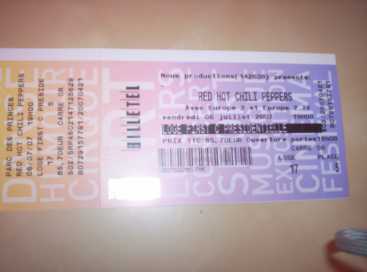 Foto: Sells Bilhete do concert RED HOT CHILI PEPPERS CONCERT 1 PLACE VIP - PARC DES PRINCES PARIS