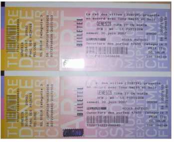 Foto: Sells Bilhetes do concert GENESIS CONCERT 2 PLACE PELOUSE - PARC DES PRINCES