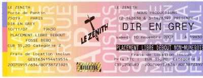 Foto: Sells Bilhete do concert DIR EN GREY - LE ZENITH DE PARIS