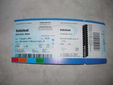 Foto: Dá para livre Bilhete do concert RADEOHEAD 17 GIUGNO 2008 - MILANO